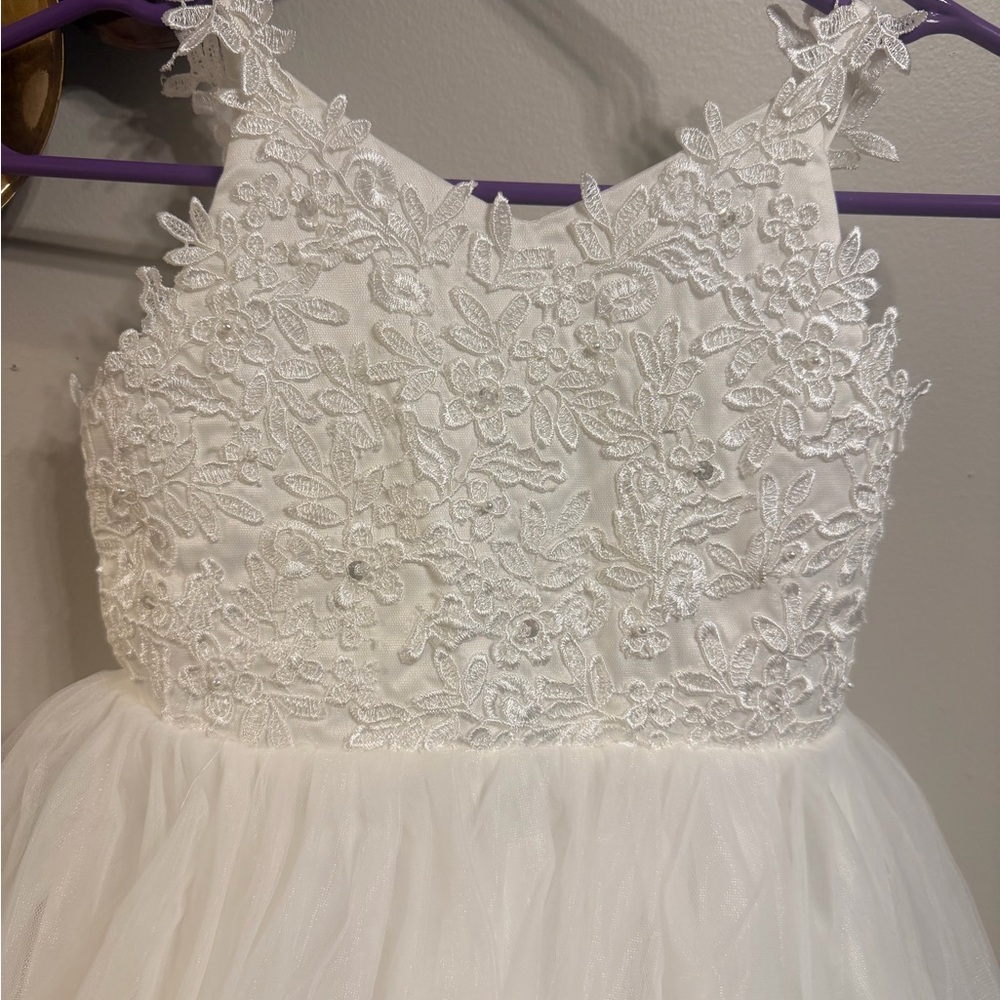 JJs House White Floral Lace Kids Dress